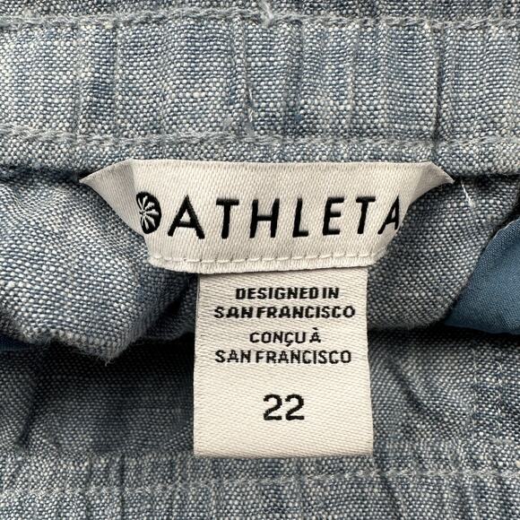 Athleta Pants Womens 22 Blue Retreat Linen Wide Leg Ankle Lagenlook Beach Resort - Picture 7 of 13